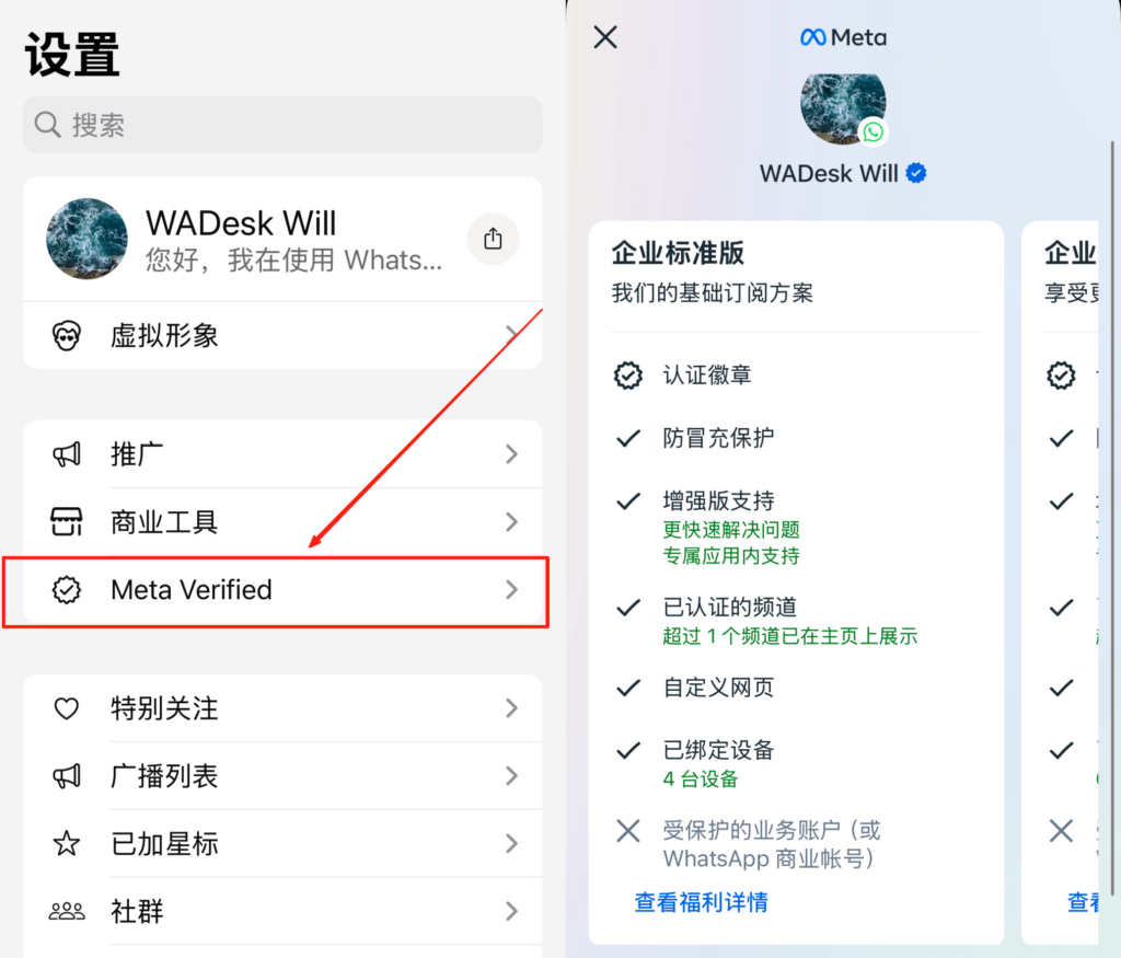 WhatsApp蓝标与绿标的区别图解