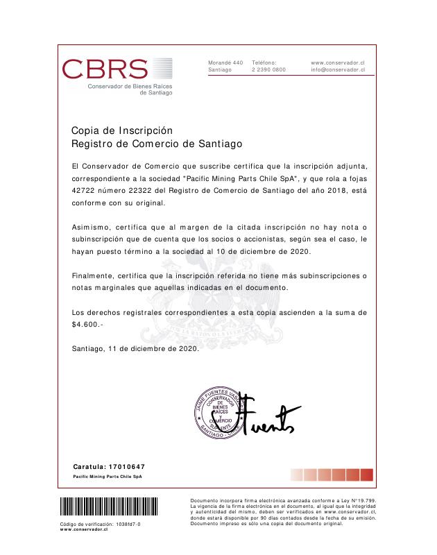 智利 Chile 公司注册提取文件 Trade Register Extract 高清PDF原件下载 高清原件/PDF/PSD下载 - 地址证明风控解除