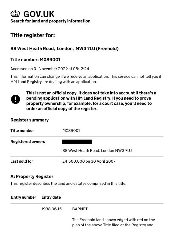 英国 England 土地登记提取文件 – extract_land_registry.pdf 高清扫描件 高清原件/PDF/PSD下载 - 地址证明风控解除