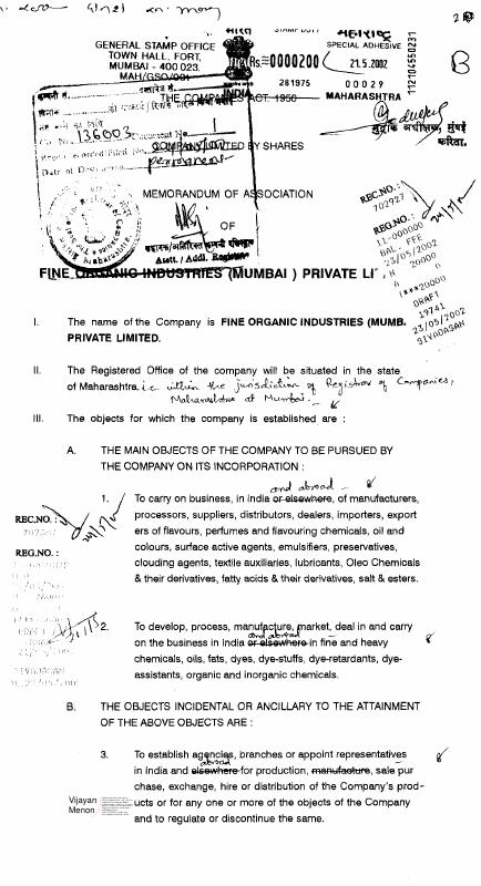 印度 Memorandum of Association 文件 PDF 高清扫描件