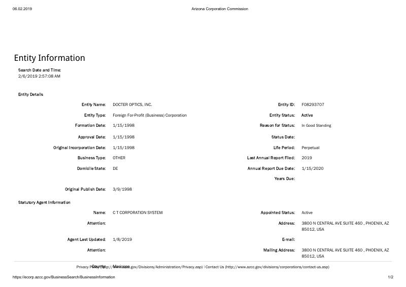 美国 Arizona 公司注册提取文件 PDF原件高清扫描件 高清原件/PDF/PSD下载 - 地址证明风控解除