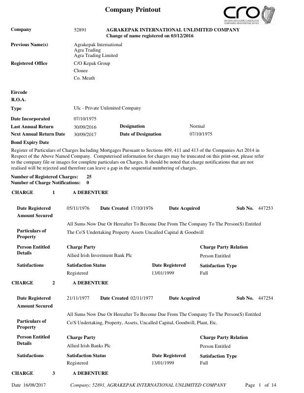 爱尔兰 Trade Register Extract 文件原件PDF样本下载 高清原件/PDF/PSD下载 - 地址证明风控解除