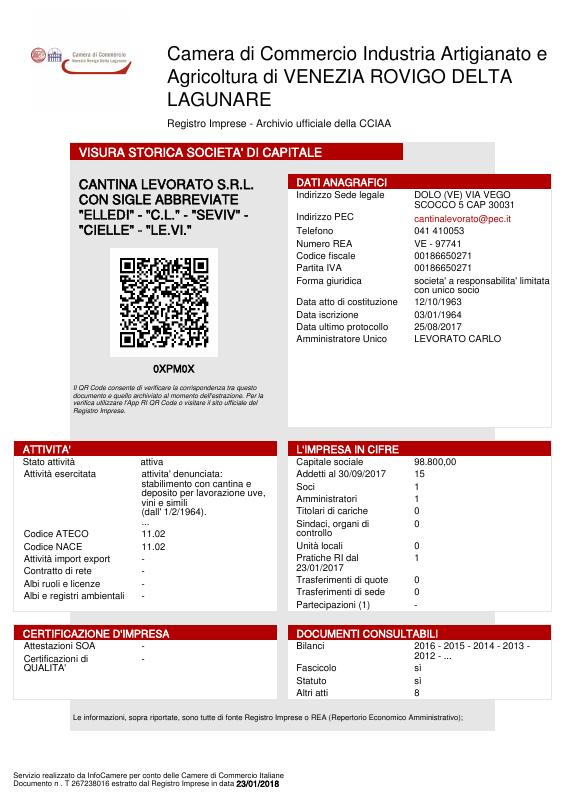 意大利 Trade Register Extract 文件原件PDF样本下载