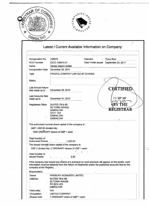 直布罗陀公司搜索报告原件PDF样本下载 高清原件/PDF/PSD下载 - 地址证明风控解除