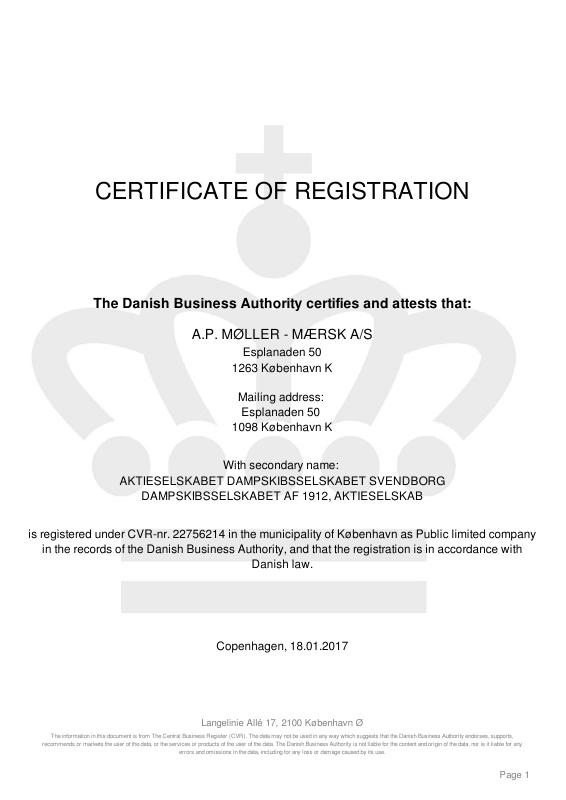 丹麦 Certificate of Registration 真实模板高清扫描件 高清原件/PDF/PSD下载 - 地址证明风控解除