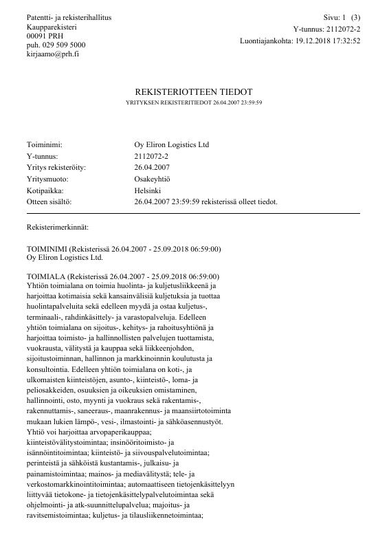 芬兰 Trade Register Extract 文件原件PDF样本下载 高清原件/PDF/PSD下载 - 地址证明风控解除