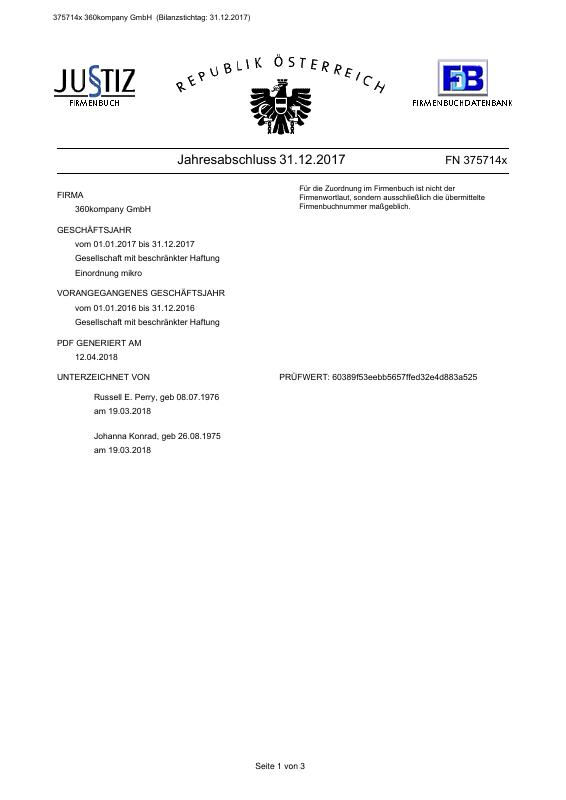 奥地利 360kompany GmbH 年度财务报表原件PDF样本