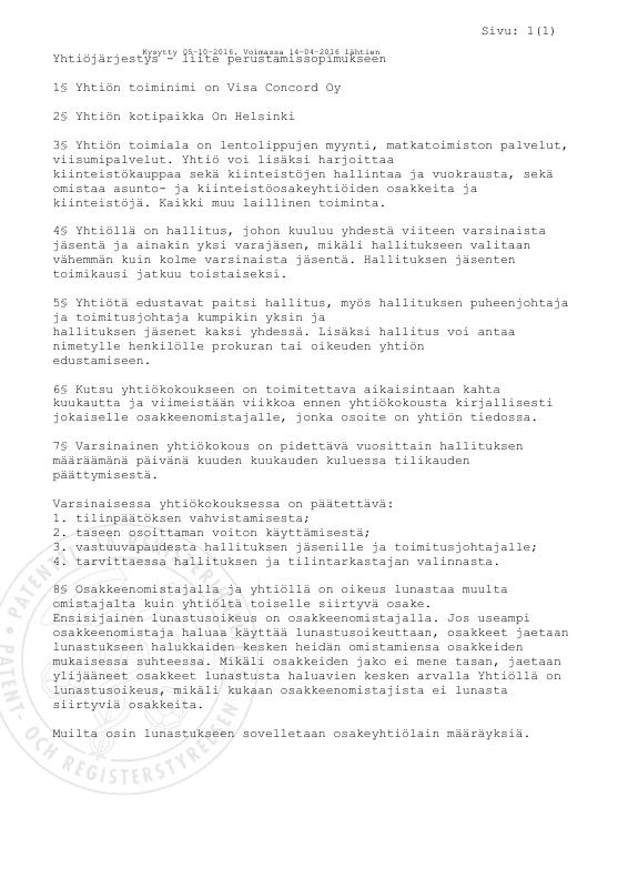 芬兰 公司章程文件 PDF高清扫描件下载 高清原件/PDF/PSD下载 - 地址证明风控解除
