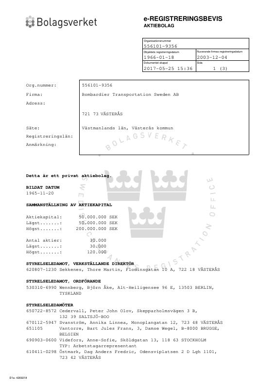 瑞典 Sweden 公司注册证明文件 – certificate_of_incorporation_sweden.pdf 高清扫描件