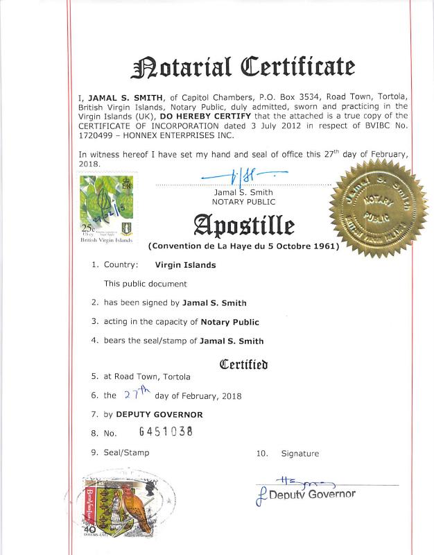 英属维尔京群岛公司注册证明文件 – Trade Register Extract 高清扫描件 高清原件/PDF/PSD下载 - 地址证明风控解除