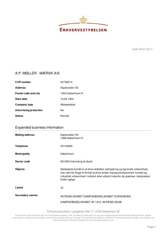 丹麦 Trade Register Extract 文件原件PDF样本下载 高清原件/PDF/PSD下载 - 地址证明风控解除