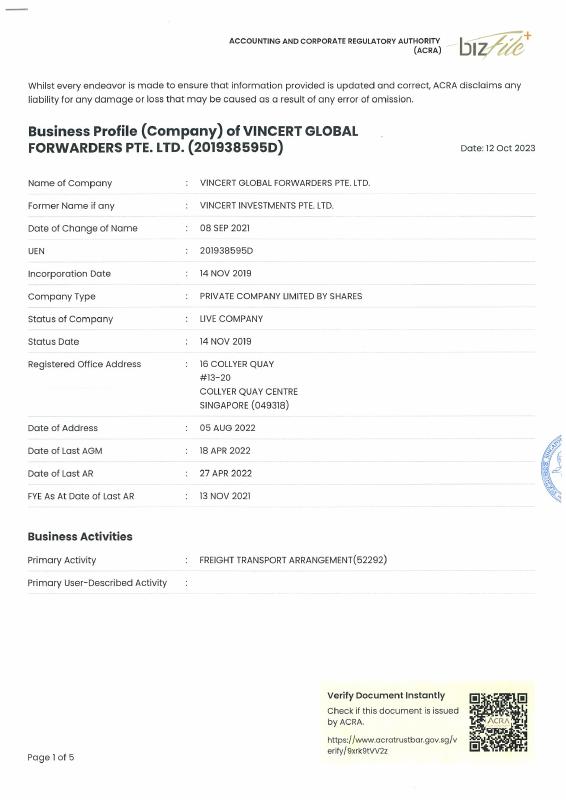 新加坡 Trade Register Extract 文件下载 – 高清PDF原件样本