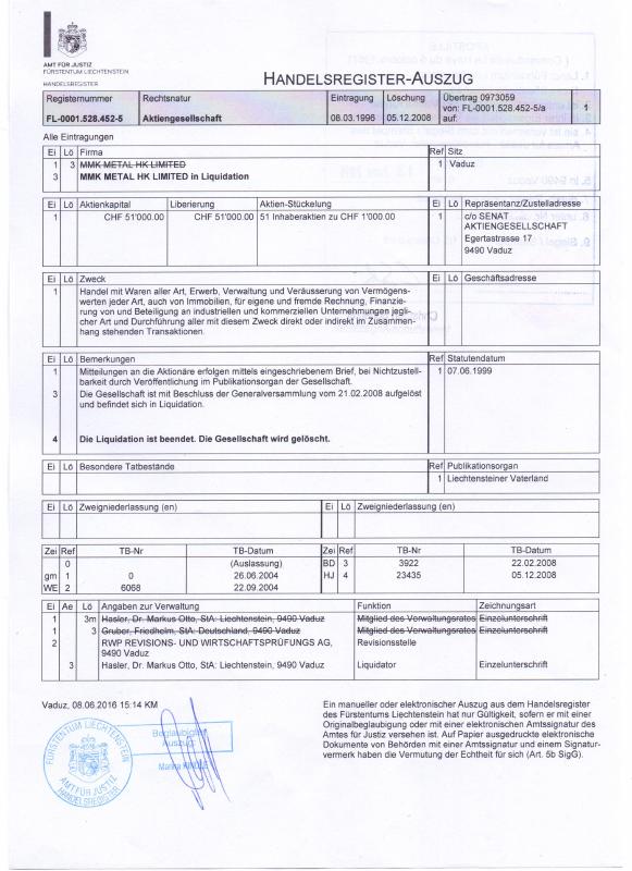 列支敦士登 Certificate of Incorporation 文件原件PDF样本 高清原件/PDF/PSD下载 - 地址证明风控解除