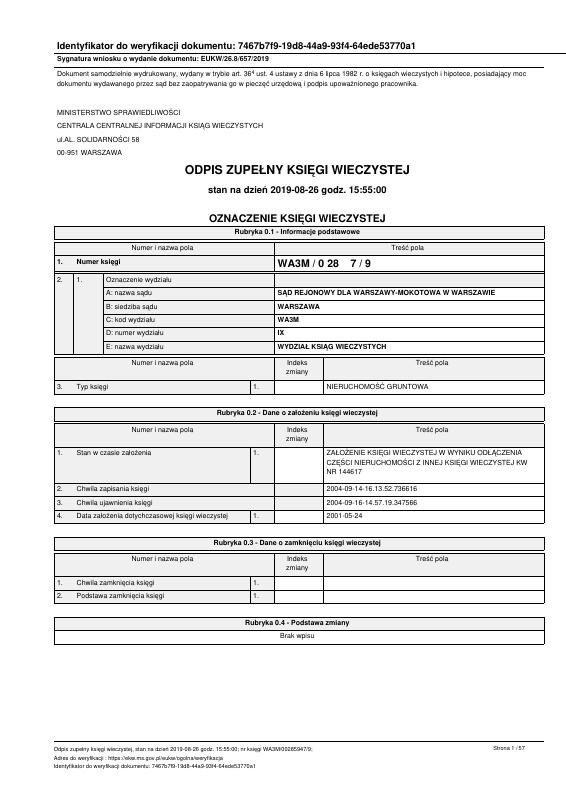波兰 Land Register Extract 文件原件PDF样本下载 高清原件/PDF/PSD下载 - 地址证明风控解除