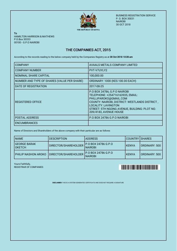 肯尼亚公司注册提取文件 – company_search_kenya.pdf 高清扫描件 高清原件/PDF/PSD下载 - 地址证明风控解除