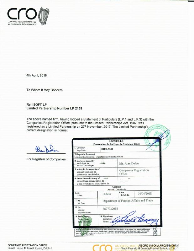 爱尔兰 Trade Register Extract 文件原件PDF样本下载