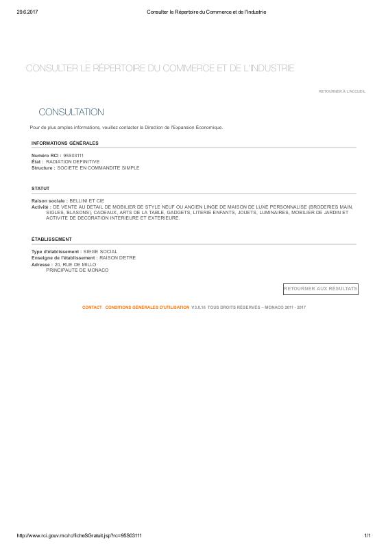 摩纳哥 Trade Register Extract 文件原件PDF样本下载 高清原件/PDF/PSD下载 - 地址证明风控解除
