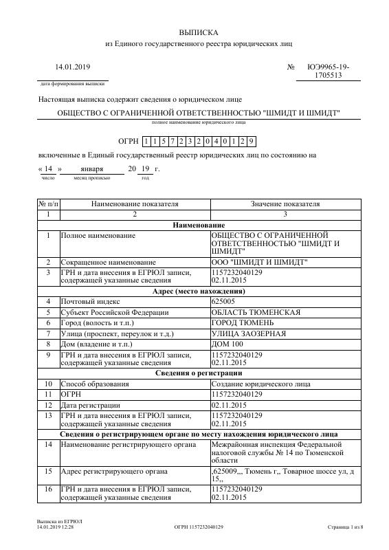 俄罗斯 Trade Register Extract 文件原件PDF样本下载