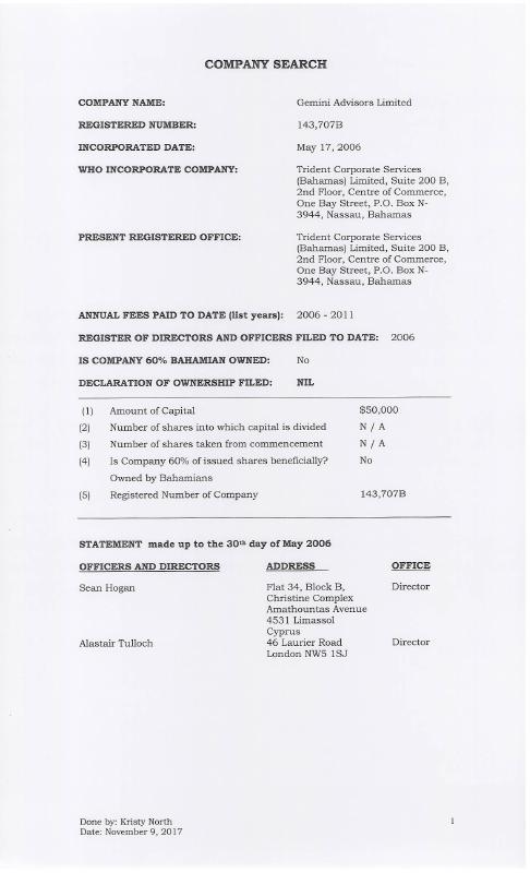 巴哈马 Trade Register Extract 文件原件PDF样本下载 高清原件/PDF/PSD下载 - 地址证明风控解除