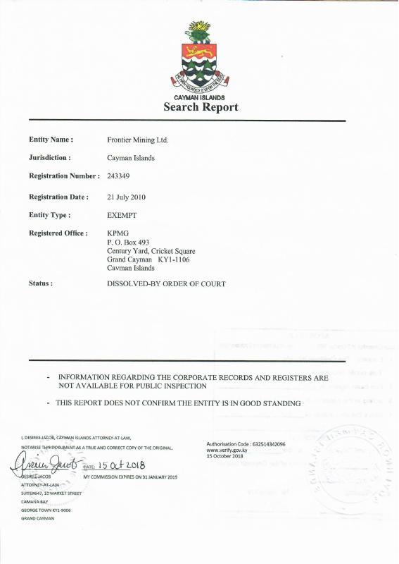开曼群岛 Cayman Islands 贸易登记摘录文件 PDF高清扫描件下载 高清原件/PDF/PSD下载 - 地址证明风控解除