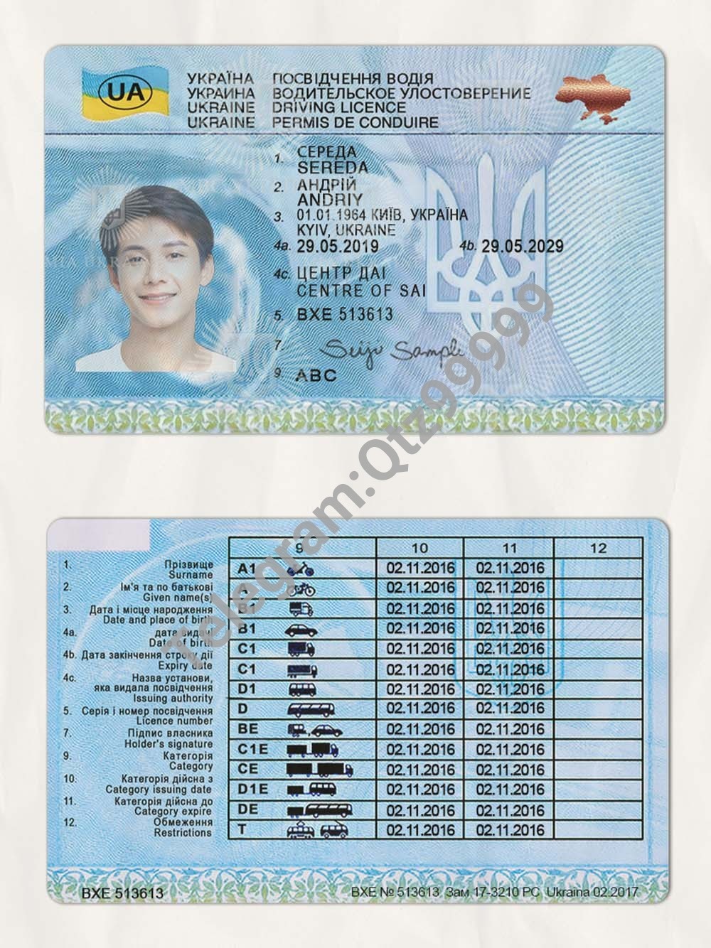 东欧|Ukraine Driver’s License乌克兰驾照/驾驶证PS/PSD模板(V3版) 高清原件/PDF/PSD下载 - 地址证明风控解除