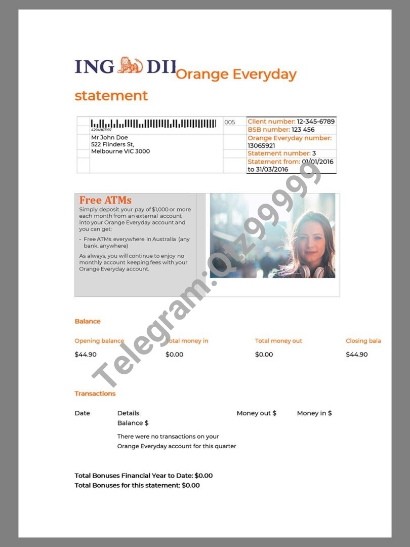 欧洲|ING Bank Statement银行账单/KYC地址证明word模板 高清原件/PDF/PSD下载 - 地址证明风控解除