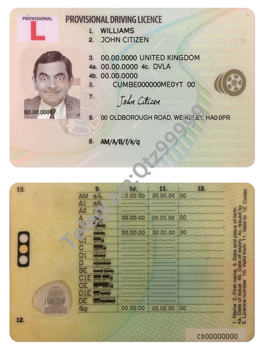 UK/England Provisional Driving License英国临时驾照PS/PSD模板 高清原件/PDF/PSD下载 - 地址证明风控解除