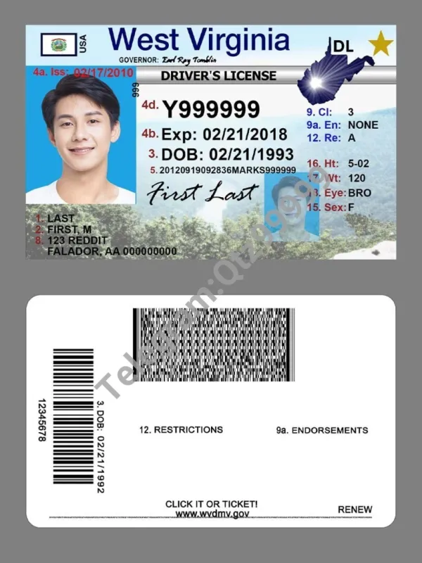 美国 West Virginia DL西弗吉尼亚州驾照 驾驶证PSD预览图
