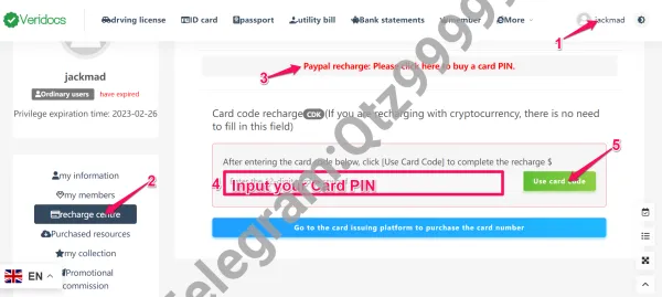 Purchase card PIN to recharge with Paypal