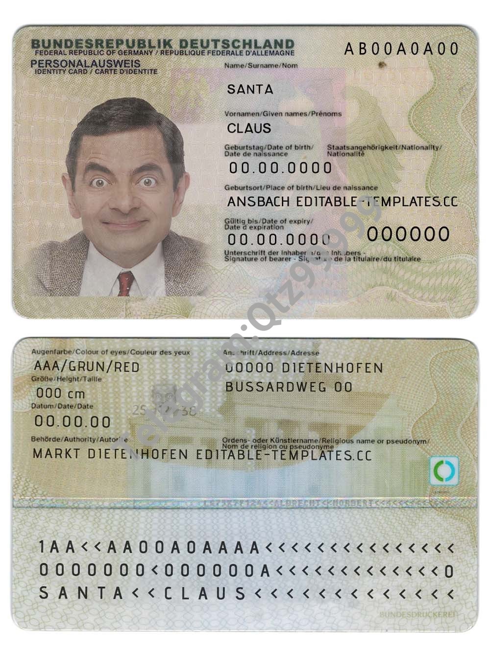 欧盟|Germany ID Card Template德国身份证卡PS/PSD模板(V4版) 高清原件/PDF/PSD下载 - 地址证明风控解除