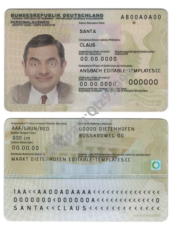 欧盟 Germany ID Card Template德国身份证卡 PSD （预览图