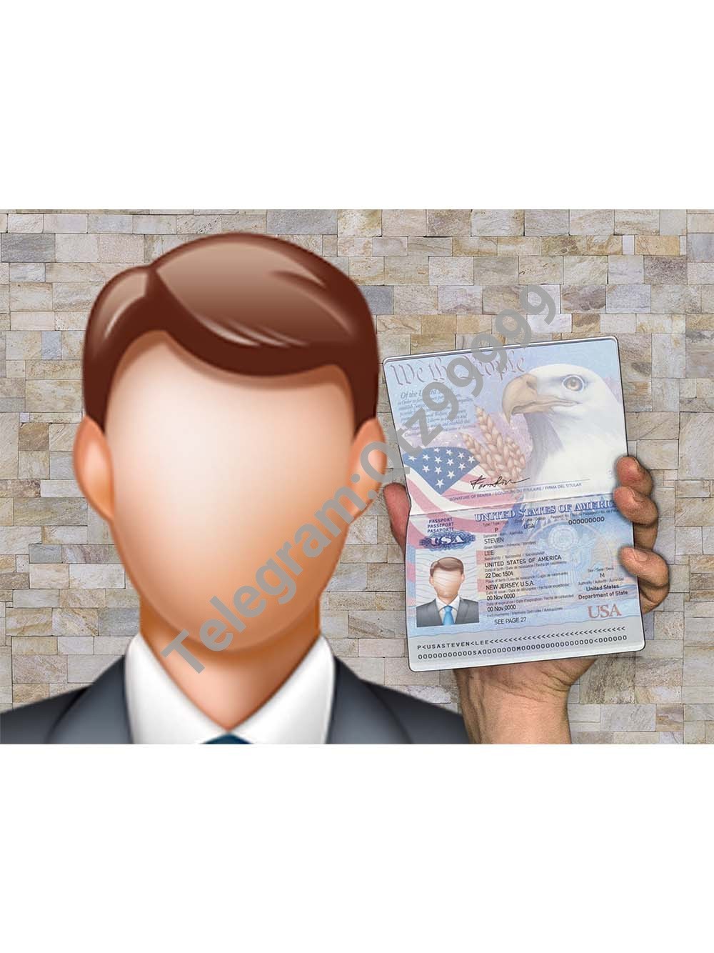 Old Man Selfie With USA Passport老人手持护照PS/PSD模板（V1版） 高清原件/PDF/PSD下载 - 地址证明风控解除