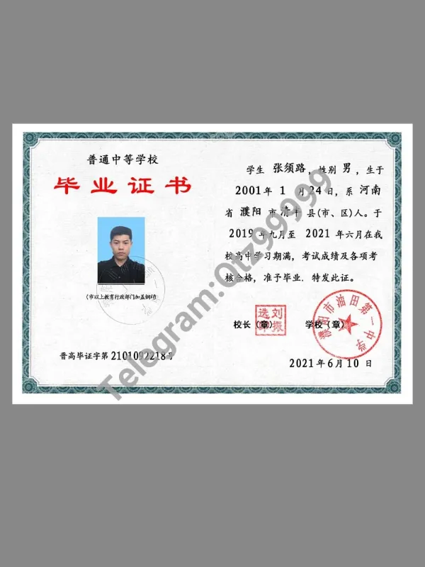 China High School Diploma高中毕业证PS/PSD模板