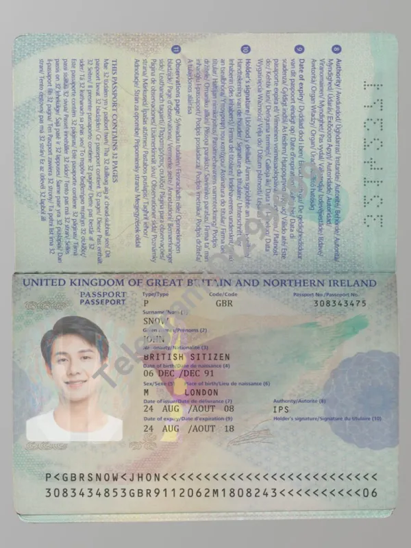 欧洲|UK Passport英国老版护照PSD/photoshop/PS模板（V2）