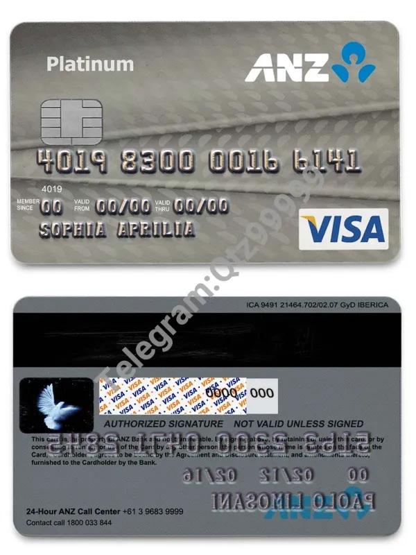 ANZ Bank Visa Platinum Card澳新银行维萨白金卡PS/PSD模板