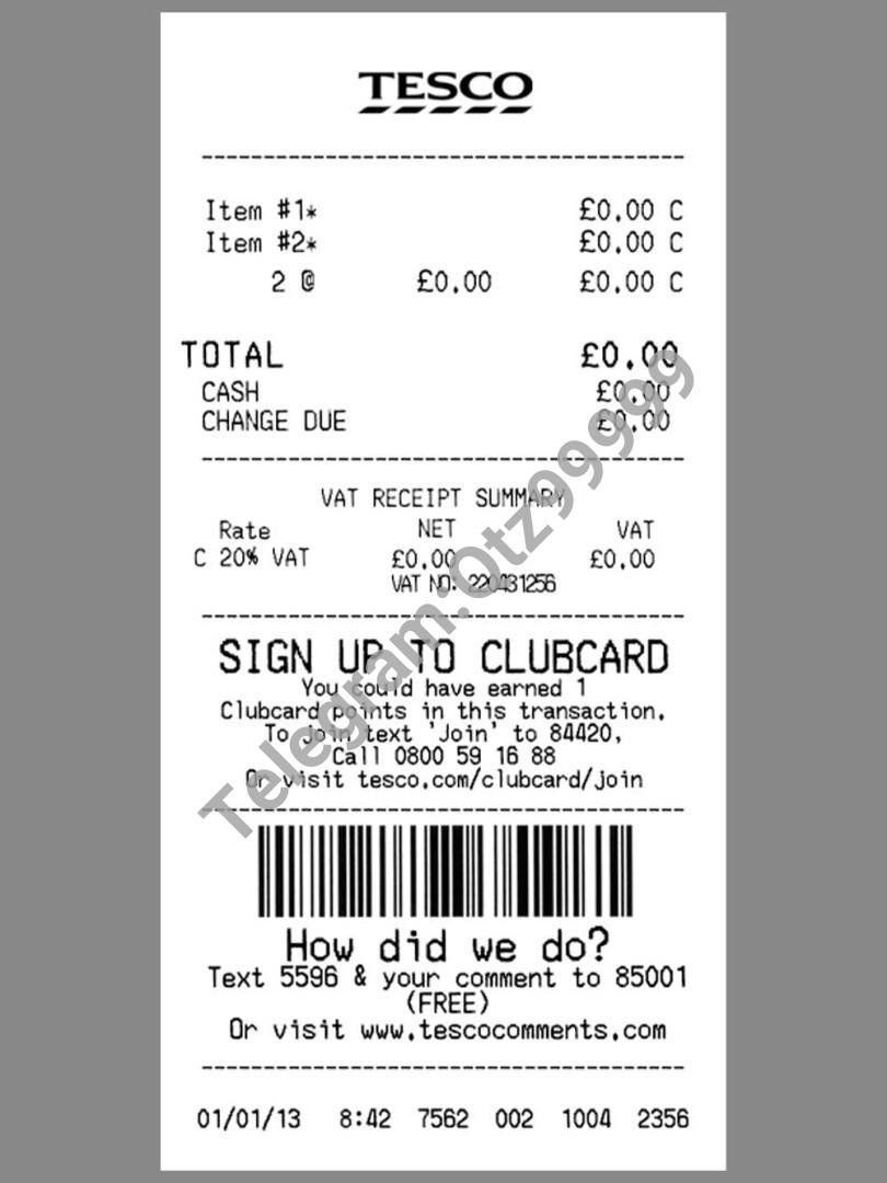Tesco Receipt Invoice乐购购物账单PS/PSD模板 高清原件/PDF/PSD下载 - 地址证明风控解除