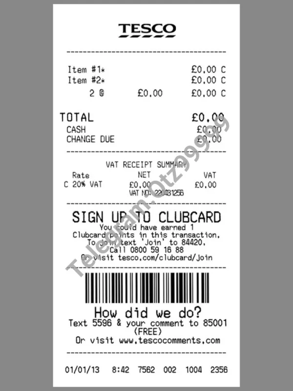 Tesco Receipt Invoice乐购购物账单PS/PSD模板