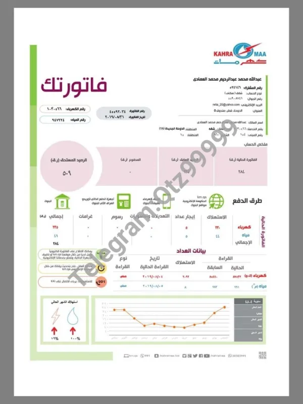中东|卡塔尔Qatar Power Company Utility Bills水电费账单/KYC地址证明pdf模板 V1