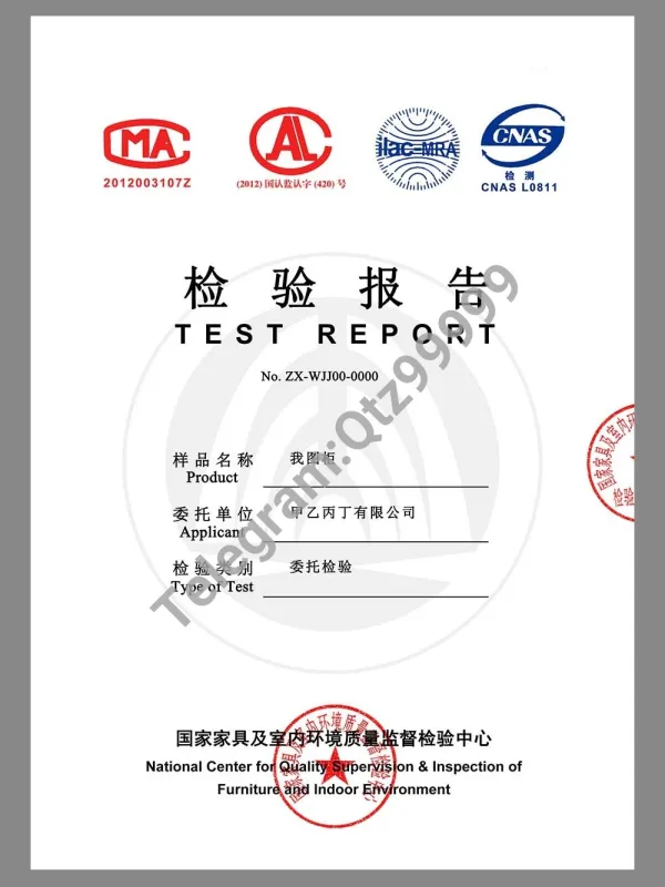 China Indoor Environmental Quality Inspection Report家具及室内环境质量监督检验报告模板