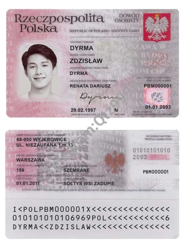 欧盟 Poland ID Card Template波兰身份证卡 PSD （V预览图