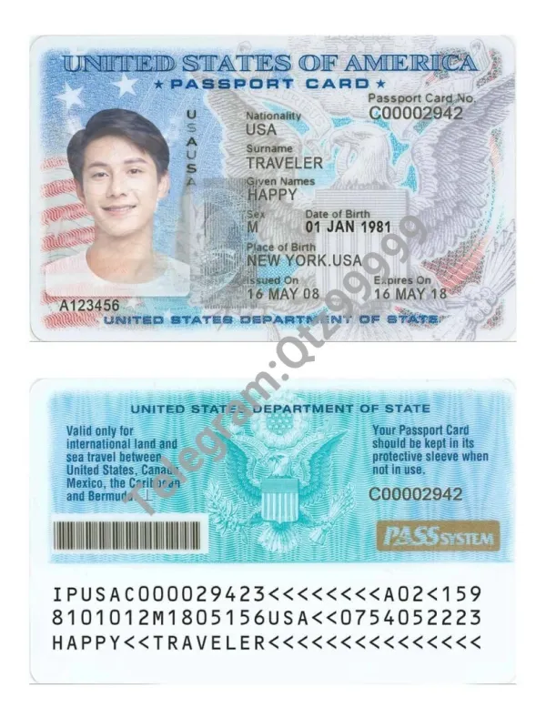 北美|USA Passport Card美国护照卡PSD/Photoshop/PS模板 V2