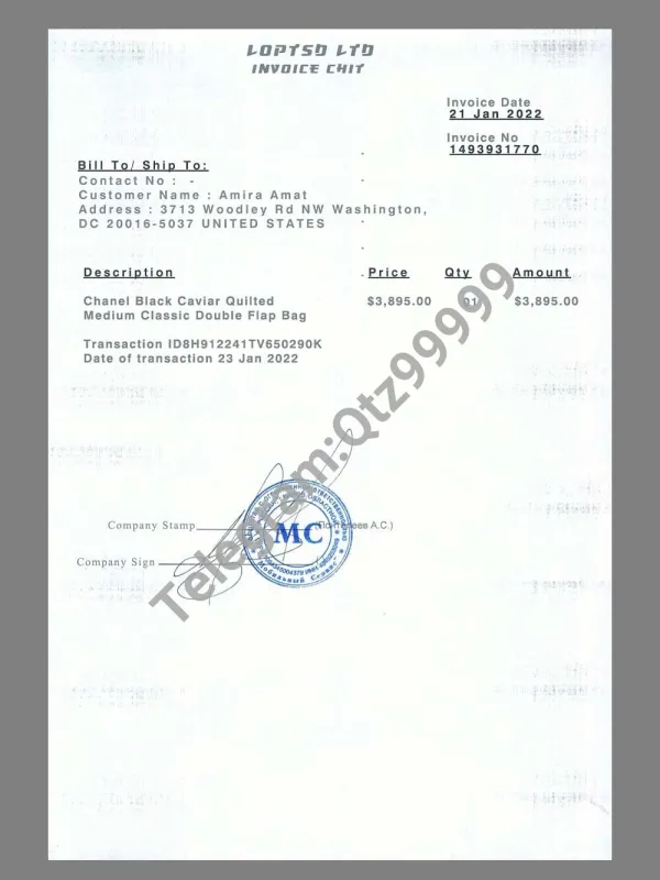 USA DC Company  Invoice美国华盛顿企业采购账单psd模板