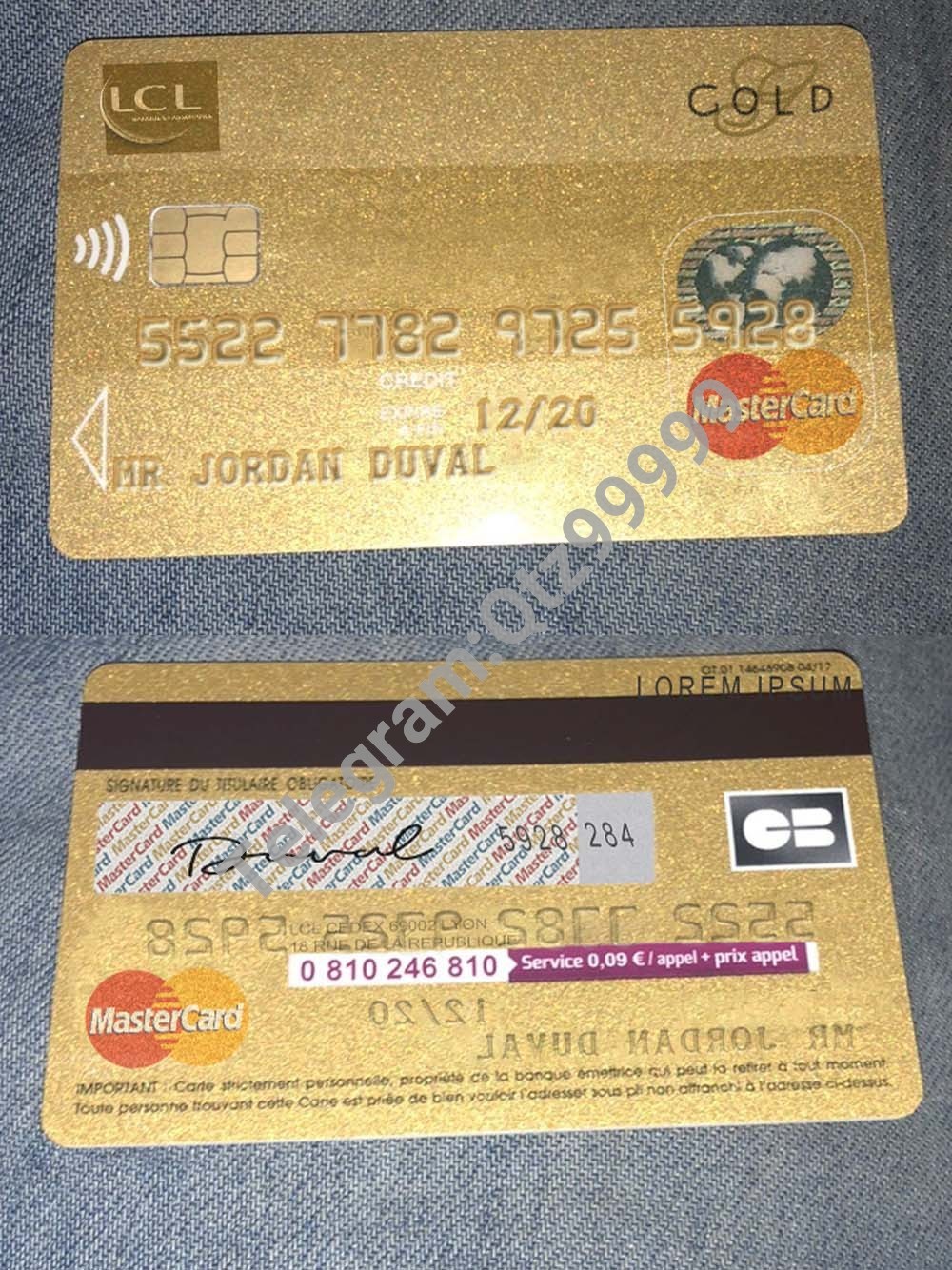 LCL Visa/Mastercard Gold Card 法国银行维萨/万事达金卡PS/PSD模板(V2版) 高清原件/PDF/PSD下载 - 地址证明风控解除
