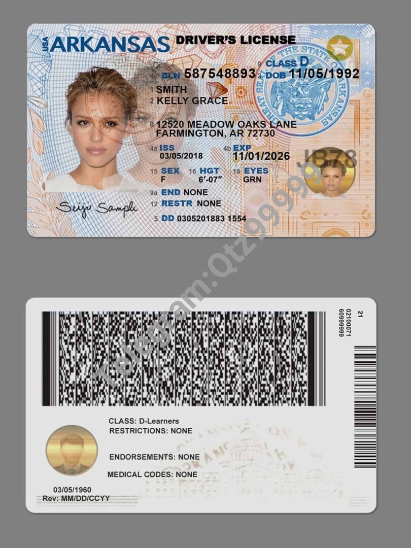 USA美国阿肯色州Arkansas DL新版驾驶证/驾照高质量PSD模板 高清原件/PDF/PSD下载 - 地址证明风控解除