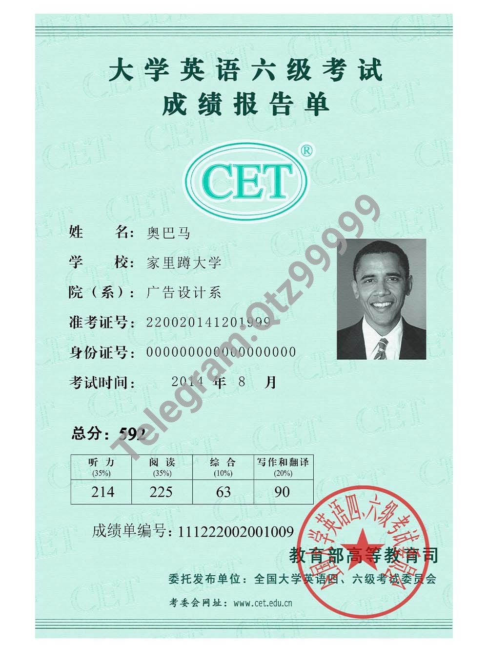 China College English Test Report大学英语四六级考试成绩报告单PS/PSD模板 高清原件/PDF/PSD下载 - 地址证明风控解除