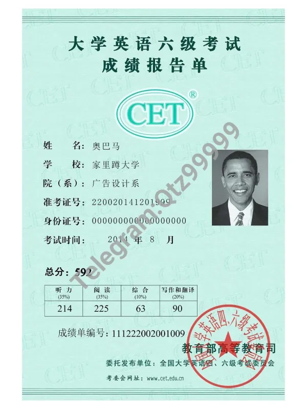China College English Test Report大学英语四六级考试成绩报告单PS/PSD模板
