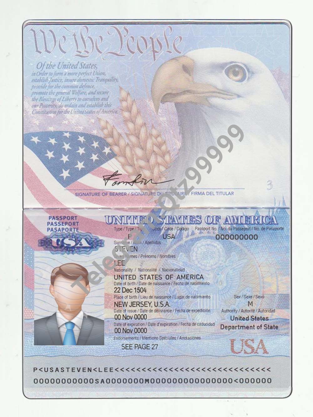 America|USA Passport Template美国护照PS/PSD模板（V1-1版） 高清原件/PDF/PSD下载 - 地址证明风控解除