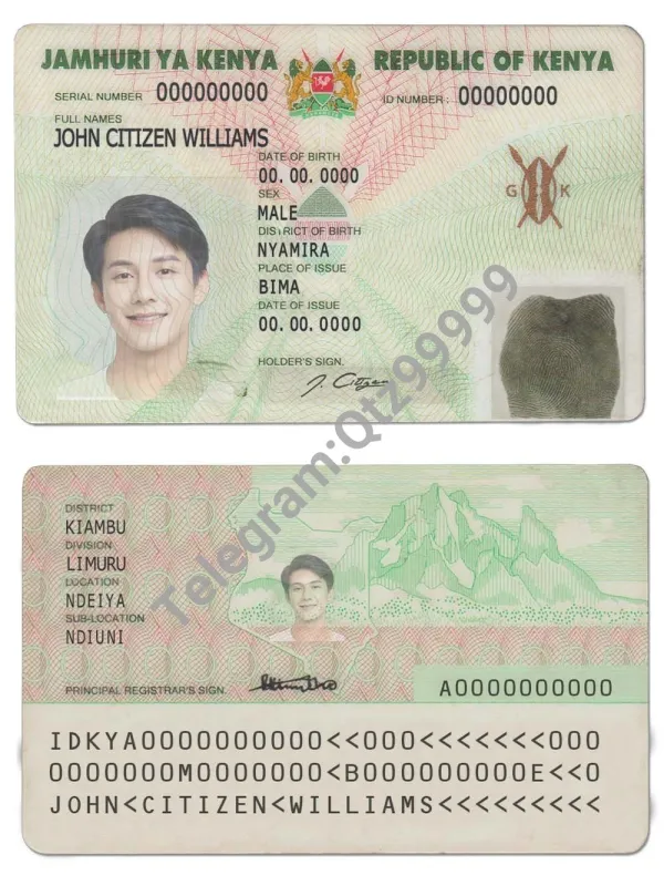 非洲 Kenya ID Card Template肯尼亚身份证卡 PSD预览图