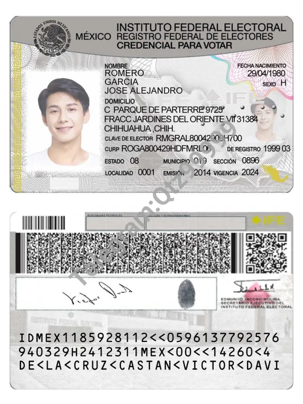 北美|Mexico Elect ID Card墨西哥选民证/卡/地址证明PS/Photoshop/PSD模板