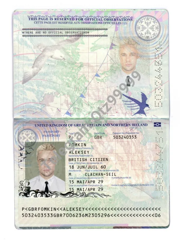 欧洲|UK Passport英国老版护照PSD/Photoshop/PS模板（V1）